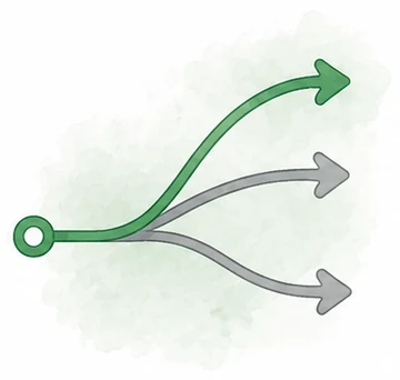 One question branching to three routes